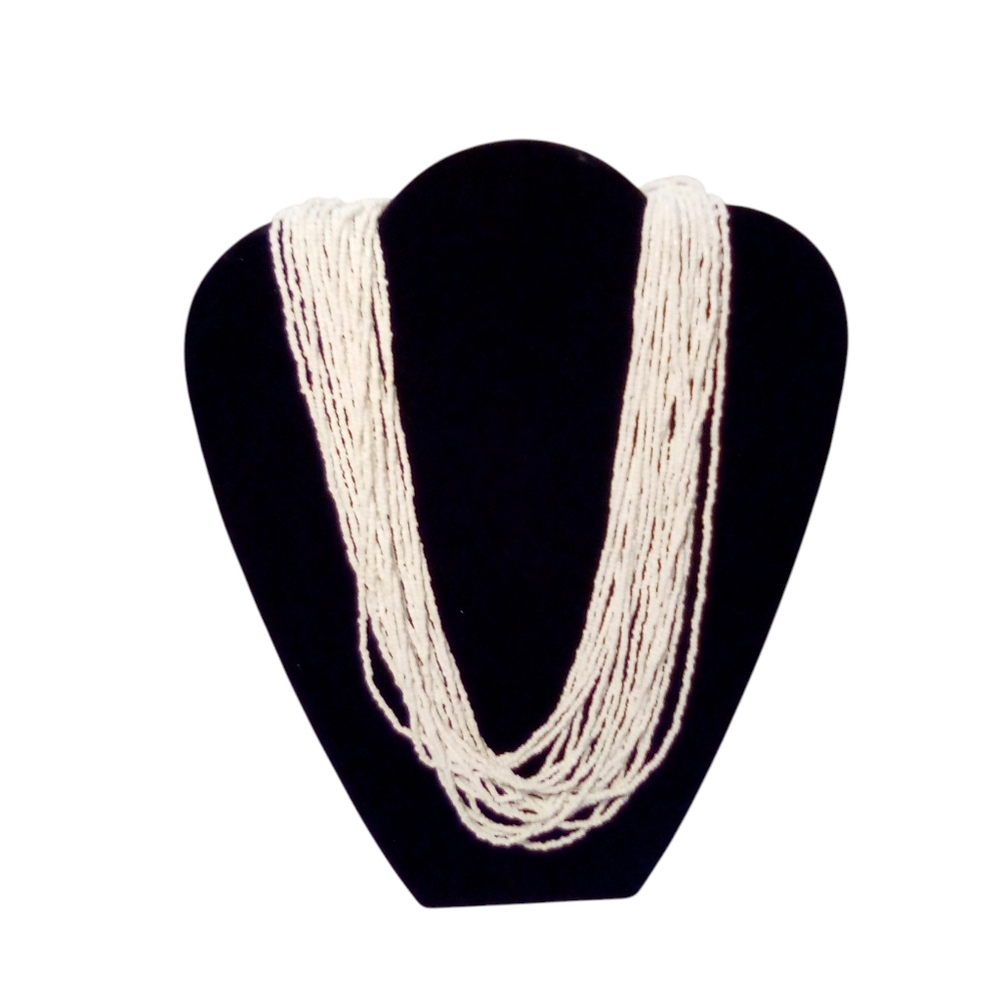 Fashion Necklace White Beads Beach Coastal Multi Strands Lobster Claw Clasp